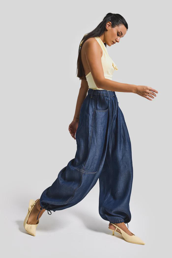 Women’s Dark Wash Denim Harem Pants - Image 2