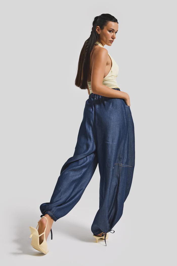 Women’s Dark Wash Denim Harem Pants - Image 4